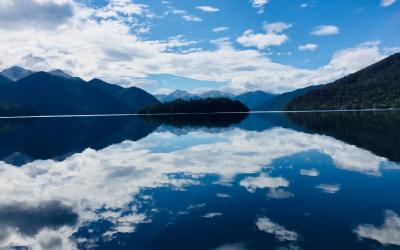 Stunning reflections at Lake Hauroko in Fiordland