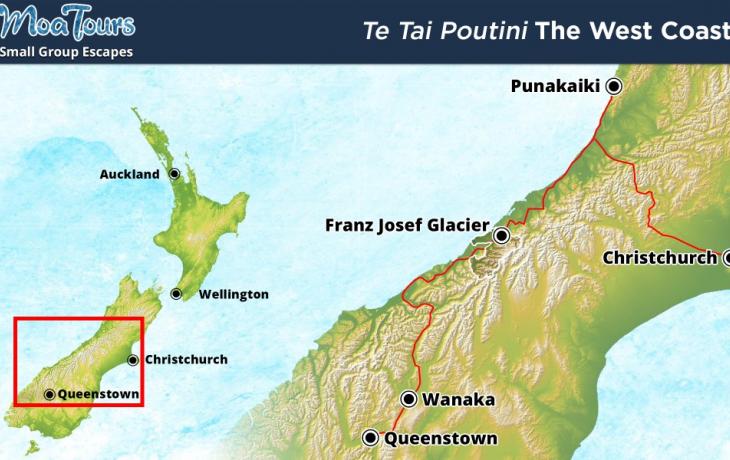 Travel map of the West Coast of the South Island