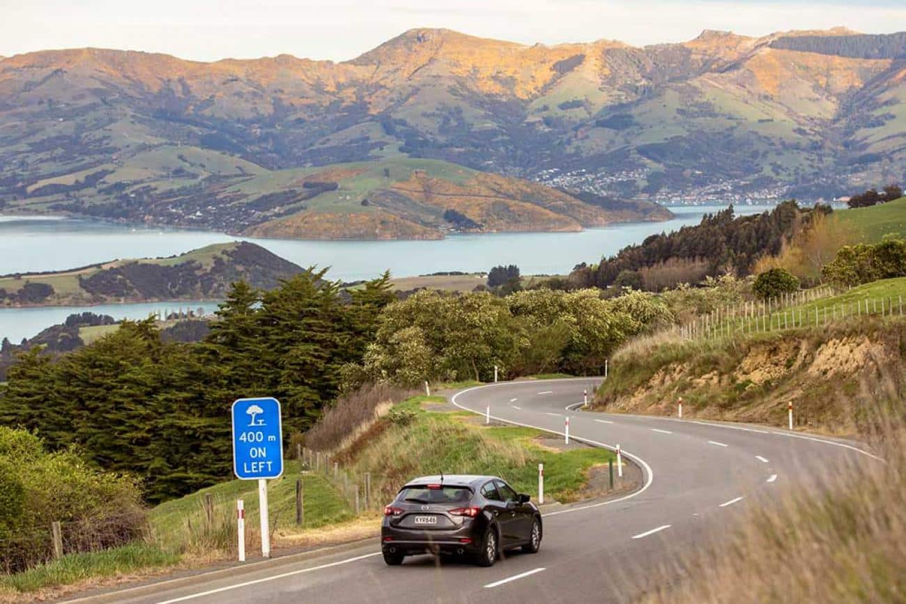 Panoramic views on the Banks Peninsula Road