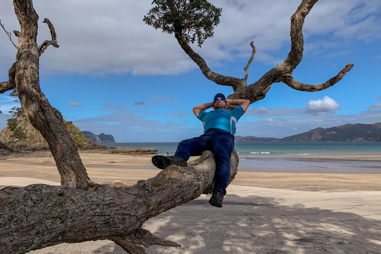 Charlie from MoaTours relaxing at Awana Beach