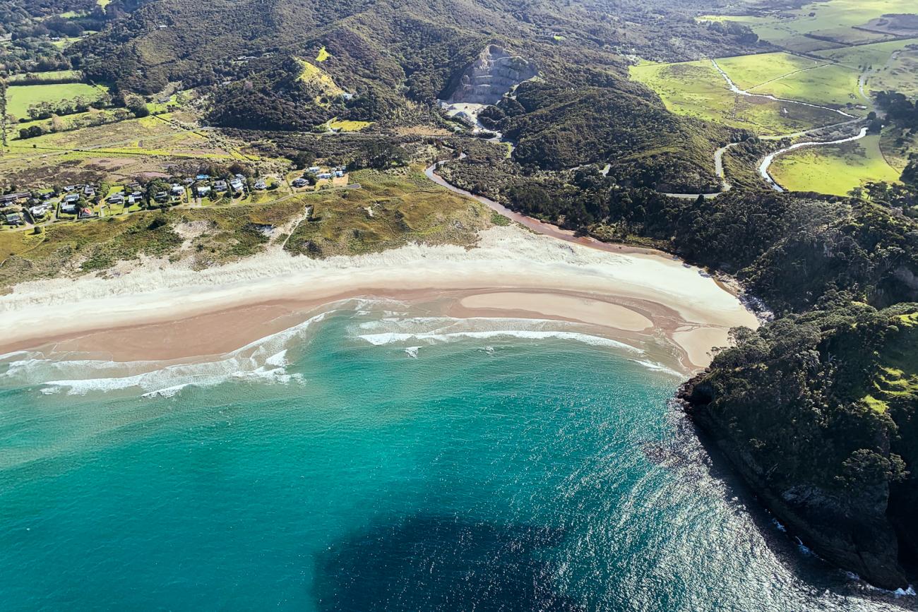 Aerial views of Great Barrier Island on the flight from Auckland