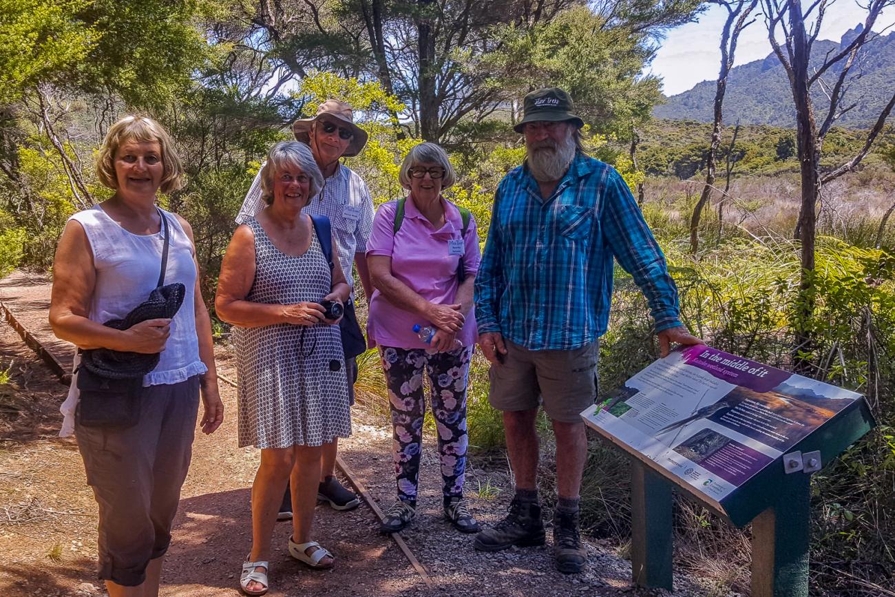 Great Barrier Island Guide Russell with MoaTours Guests