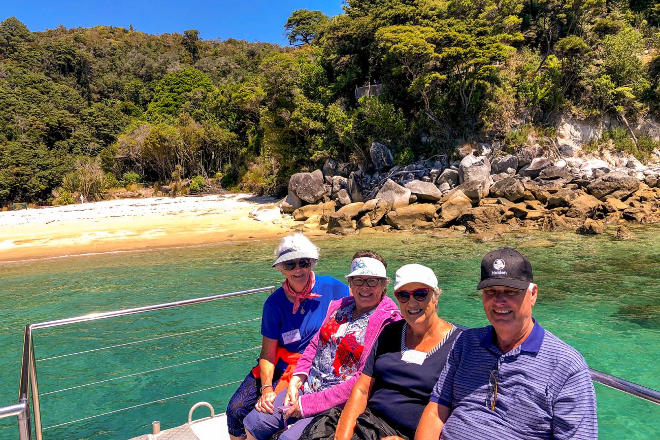 MoaTours guests enjoying a cruise at Abel Tasman National Park