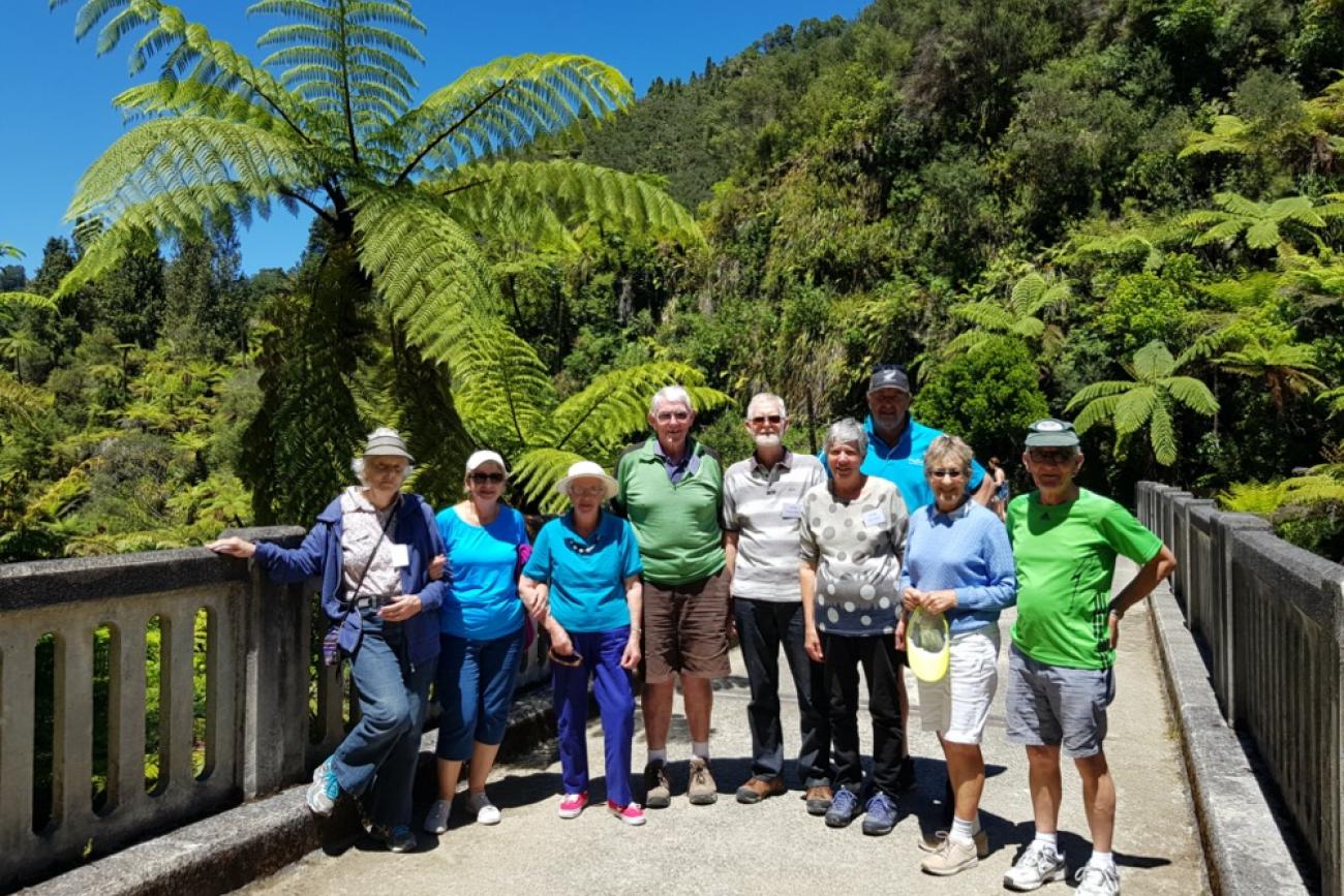 Guests at the Bridge to Nowhere on the Whanganui River