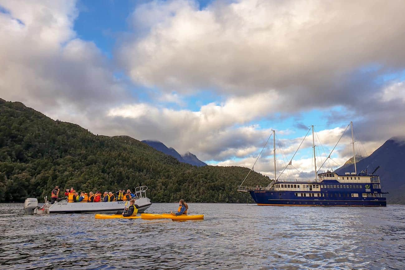 Exploring Doubtful Sound by tender and kayak