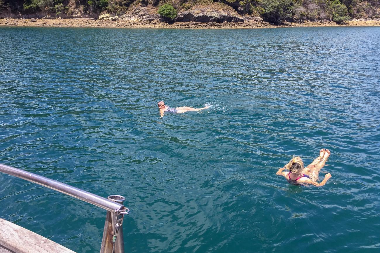 Swimming in Port Fitzroy, Great Barrier Island