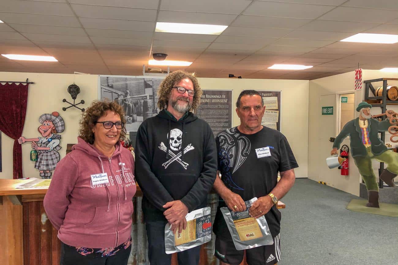 Guide Jim Geddes at Hokonui Moonshine Museum in Gore