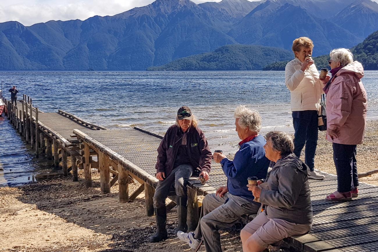 Afternoon tea on the wharf at Lake Hauroko