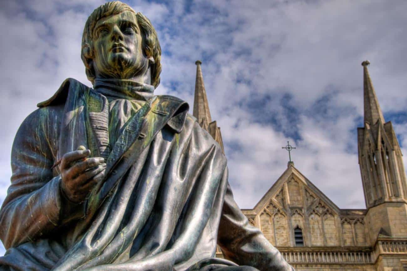 The Robbie Burns Statue in the Octagon, Dunedin