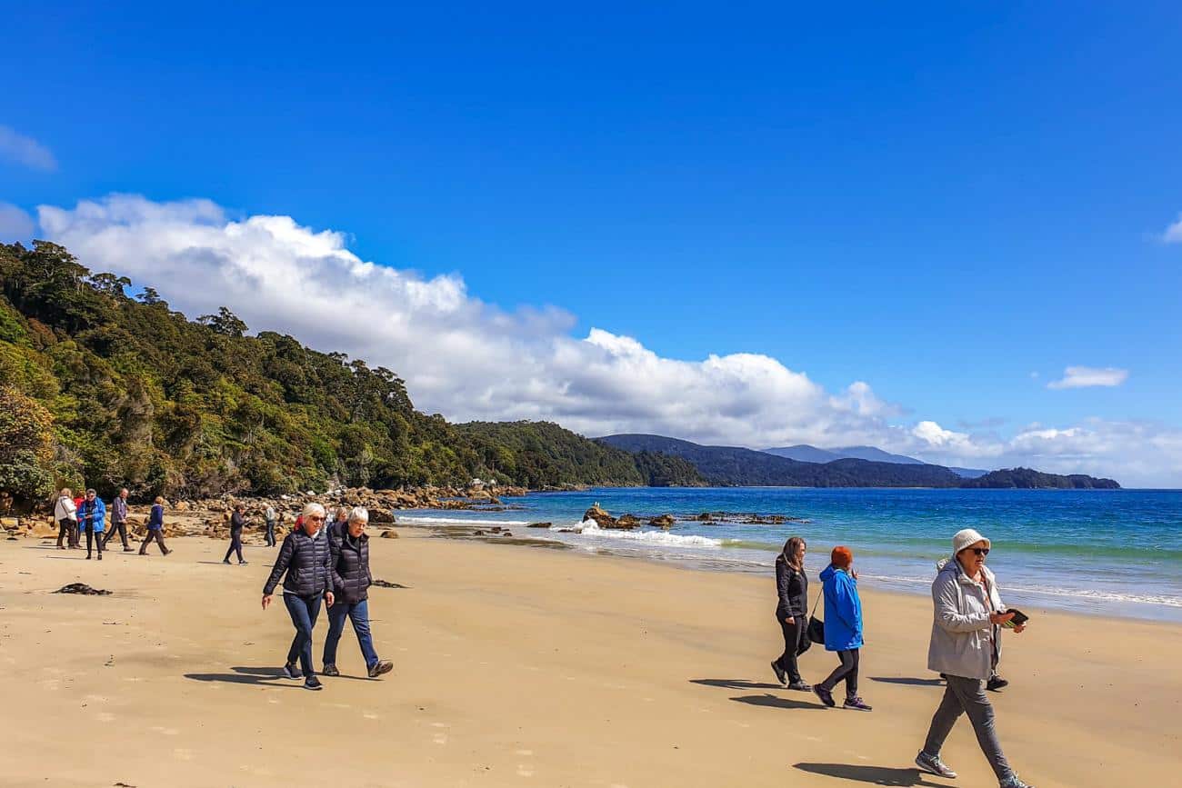 Walking on the beach on Ulva Island