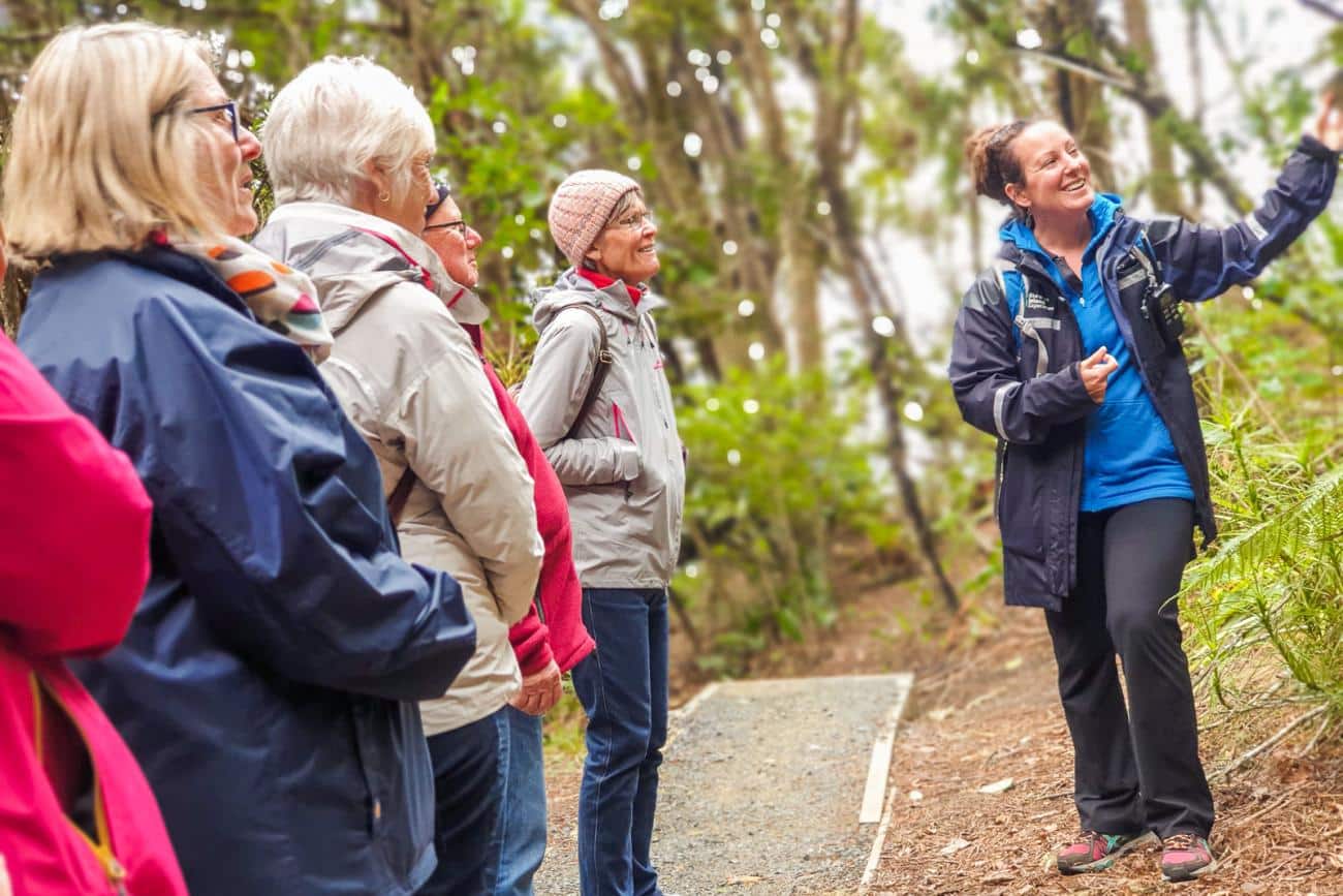 Walking guide and guests on Ulva Island