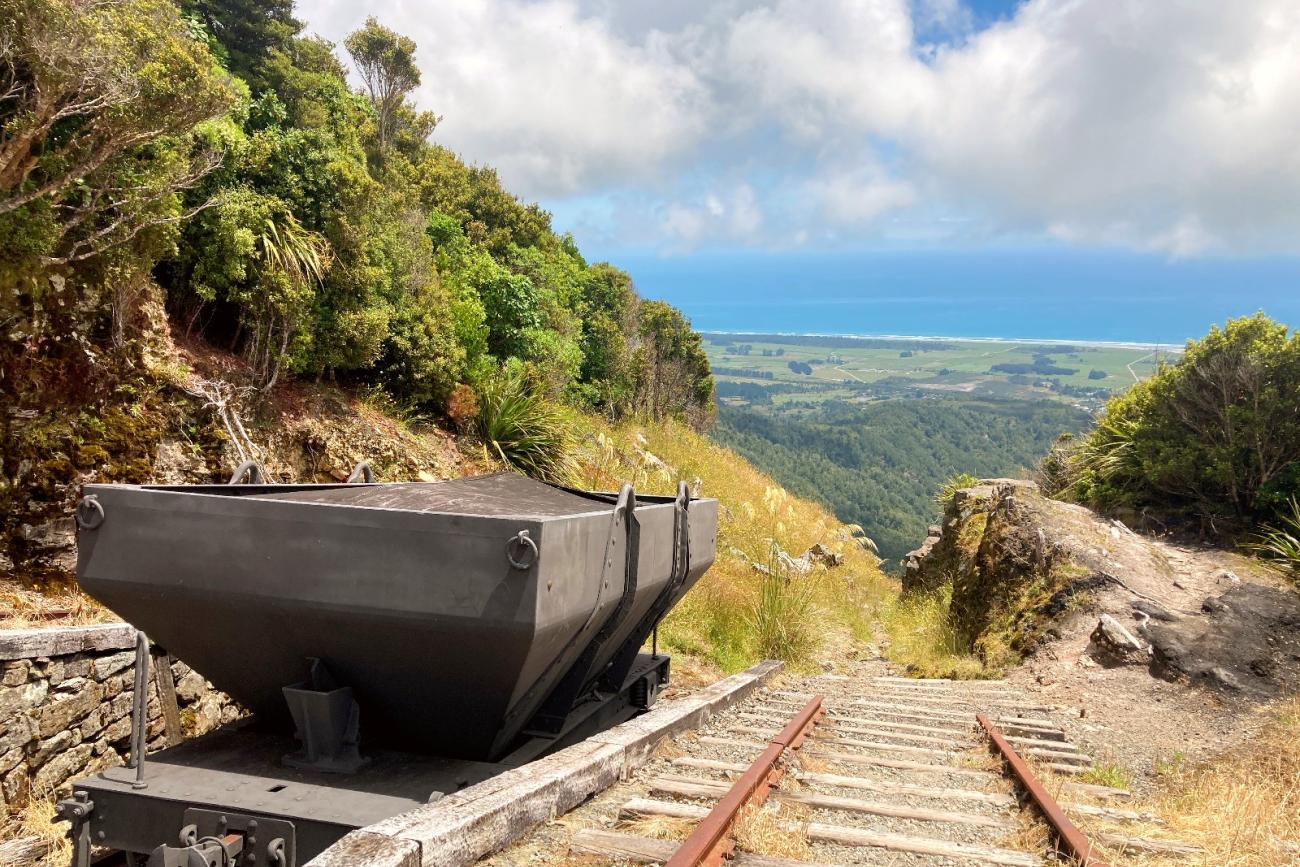 The Denniston Incline looking toward the Tasman Sea