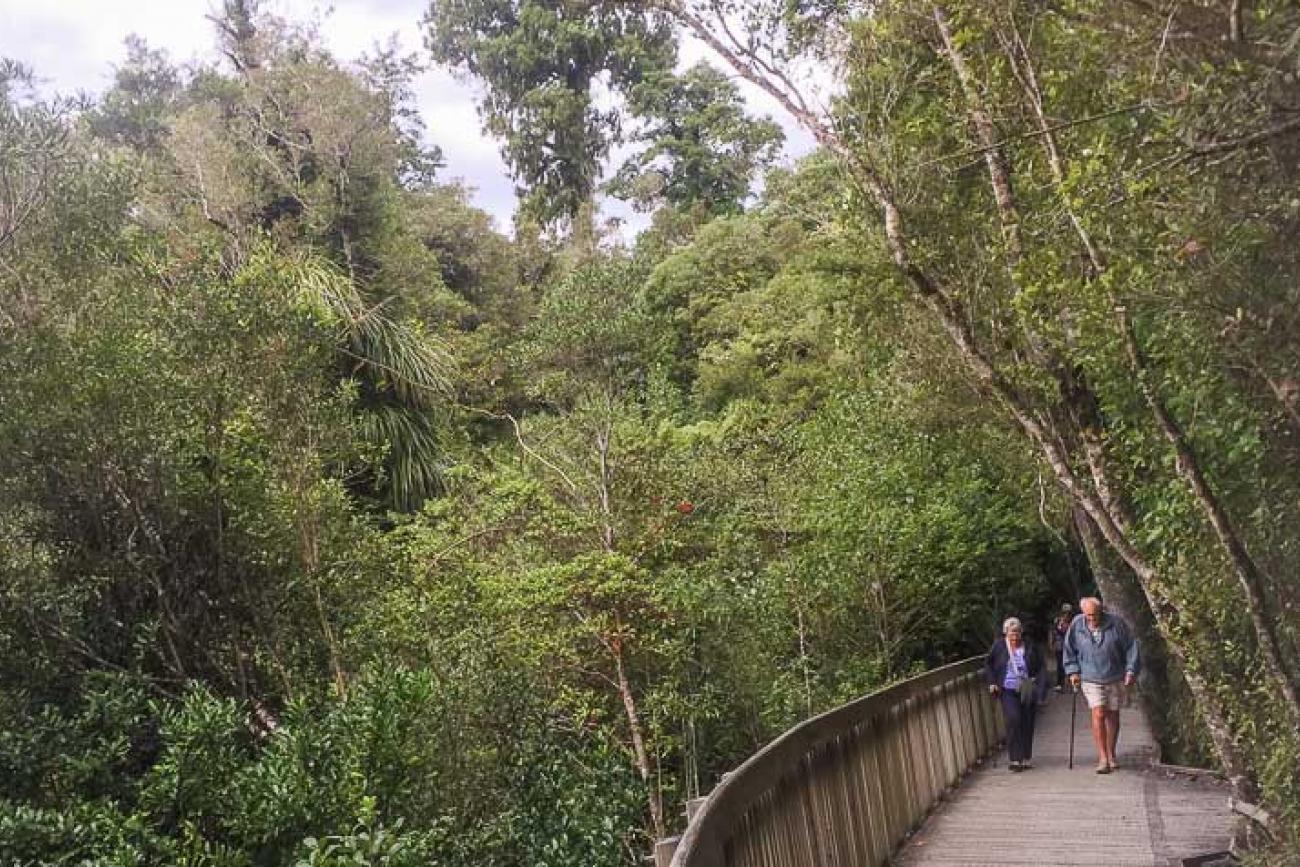 Walking on the boardwalk at the Hokitika Gorge