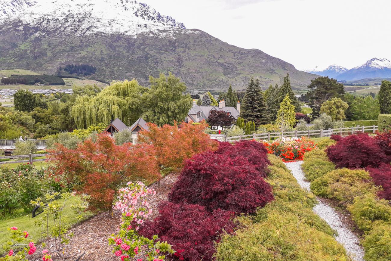 Mountain views from Chantecler Gardens in Queenstown