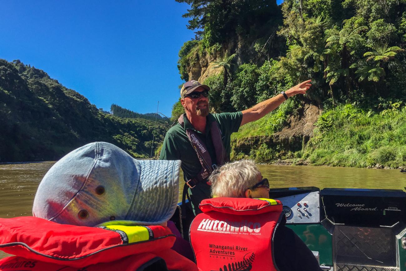 Jet boat skipper, Ken, on the Whanganui River