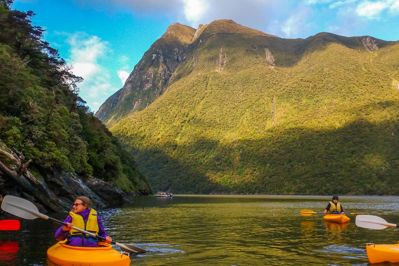 Kayakers on Doubtful Sound