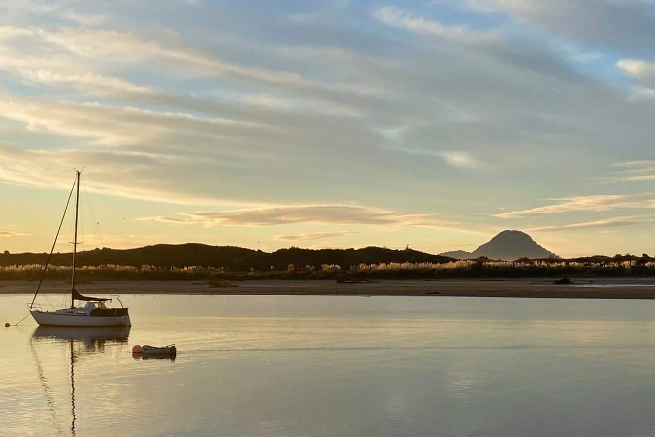 Whakatane River and Whale Island