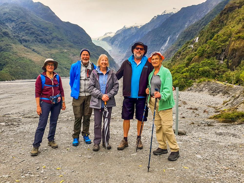 MoaTours guide and guests at Franz Josef Glacier Valley