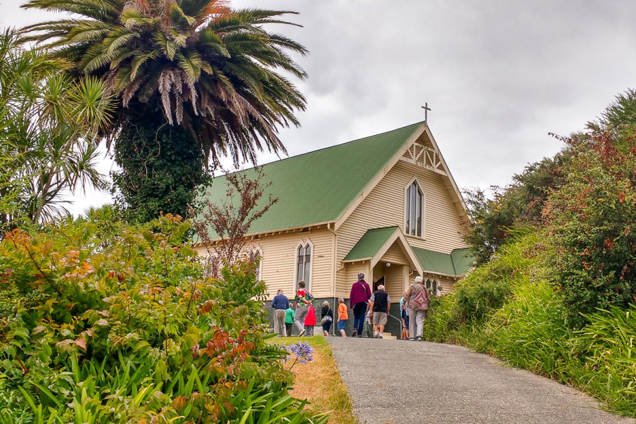 Outside of St Mary's church in Tikitiki