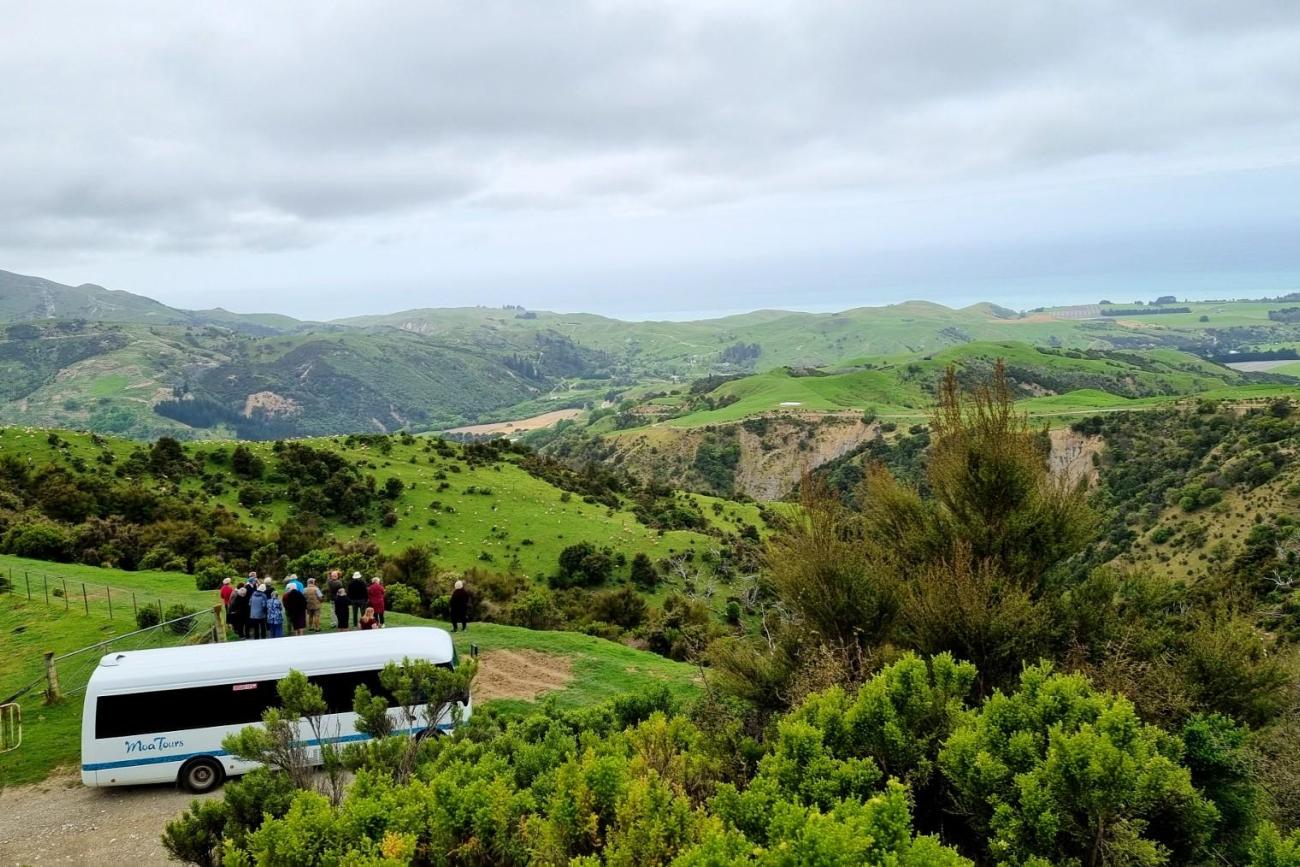 MoaTours on a back country track at Bluff Station