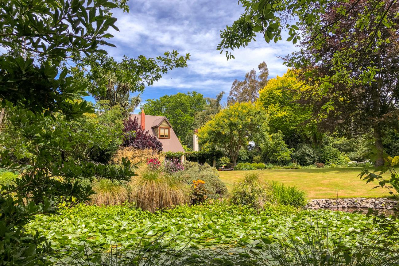 Looking across to the homestead at Flaxmere Garden