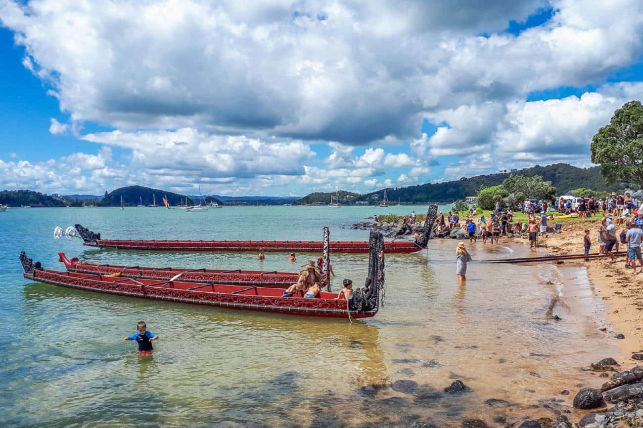 Waka on the beach at Waitangi