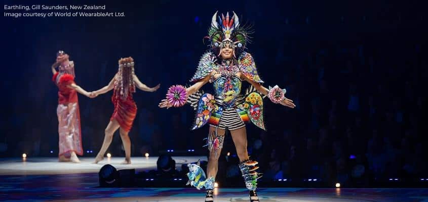 Model wearing Earthling costume on stage