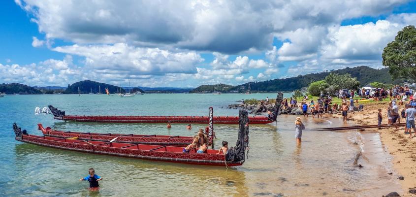 Traditional Māori Waka on Waitangi Day