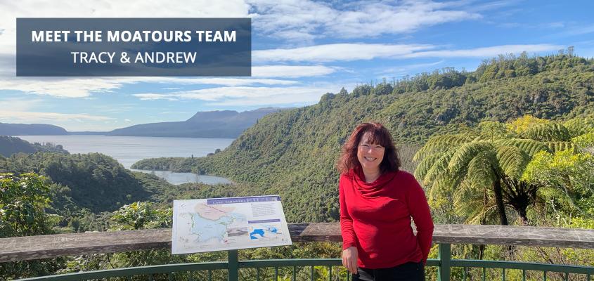 Tracy from MoaTours at the Lake Tarawera Lookout