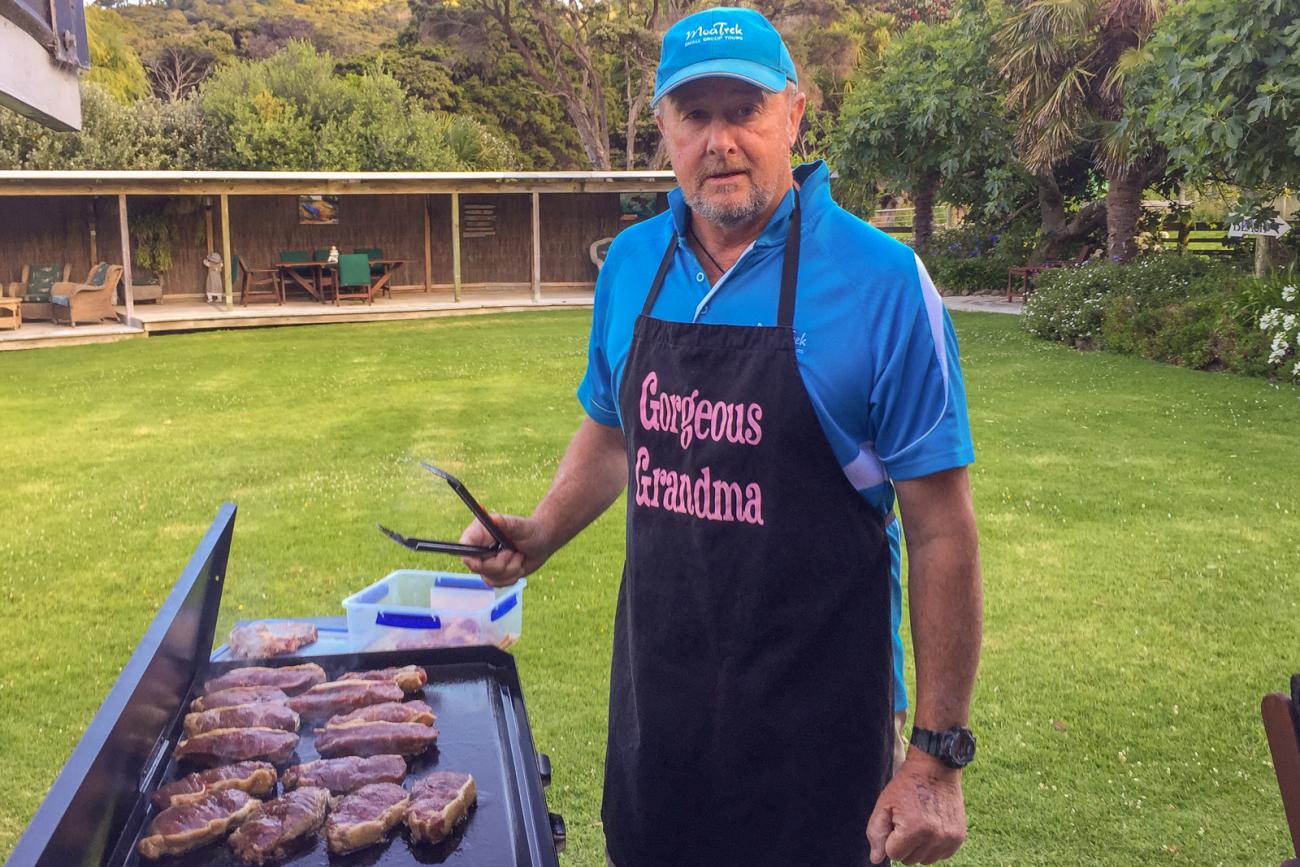 Kiwi Guide Nigel on the BBQ on Aotea Great Barrier