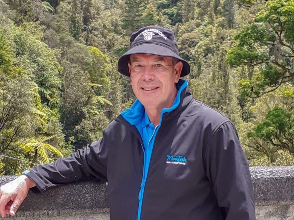 MoaTours Guide Richard Gallagher on the Bridge to Nowhere