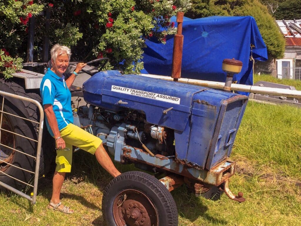 MoaTours Guide Helen with a tractor